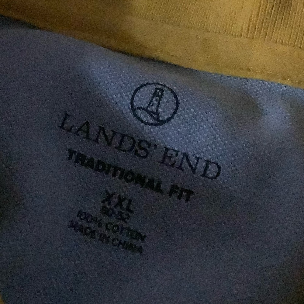 Lands End Logo Polo Golf Mens Size XX-Large 2XL 2-Button Up Yellow Shirt EUC. - Picture 3 of 6